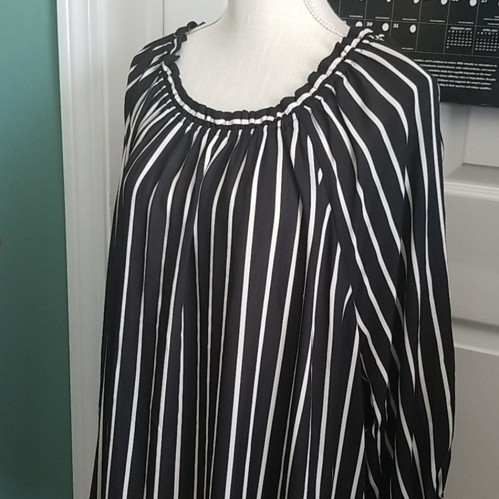 Black and white striped blouse